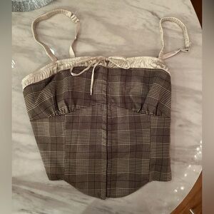 Windsor Brown and Cream Plaid Drawstring Tank